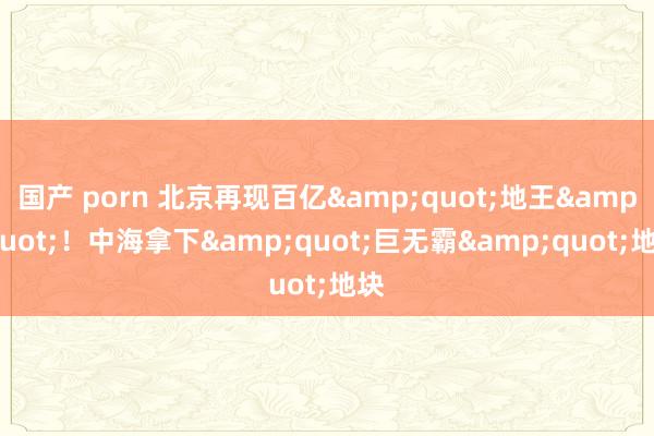 国产 porn 北京再现百亿&quot;地王&quot;！中海拿下&quot;巨无霸&quot;地块