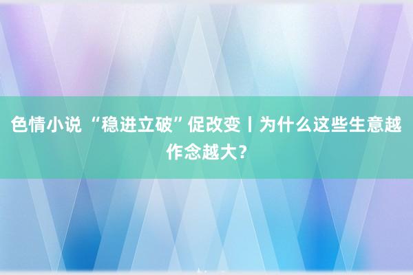 色情小说 “稳进立破”促改变丨为什么这些生意越作念越大？