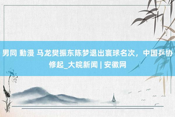 男同 動漫 马龙樊振东陈梦退出寰球名次，中国乒协修起_大皖新闻 | 安徽网