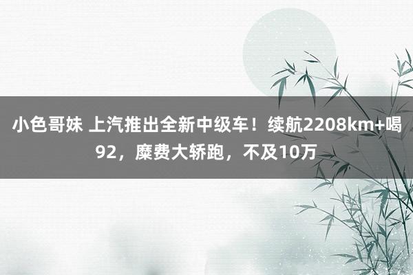 小色哥妹 上汽推出全新中级车！续航2208km+喝92，糜费大轿跑，不及10万