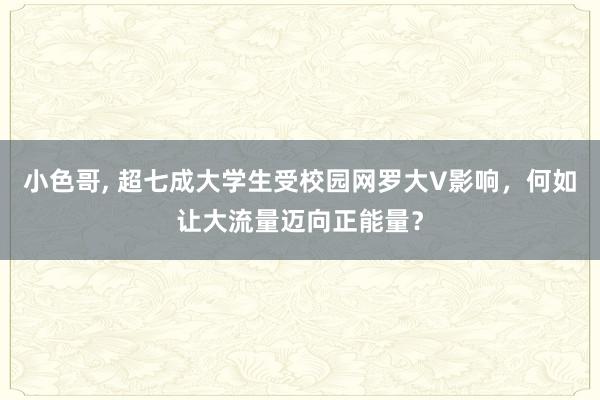 小色哥， 超七成大学生受校园网罗大V影响，何如让大流量迈向正能量？