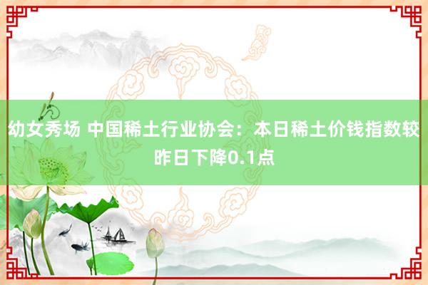幼女秀场 中国稀土行业协会：本日稀土价钱指数较昨日下降0.1点
