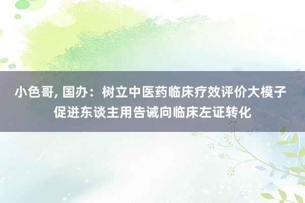 小色哥， 国办：树立中医药临床疗效评价大模子 促进东谈主用告诫向临床左证转化