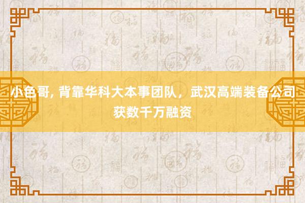 小色哥， 背靠华科大本事团队，武汉高端装备公司获数千万融资