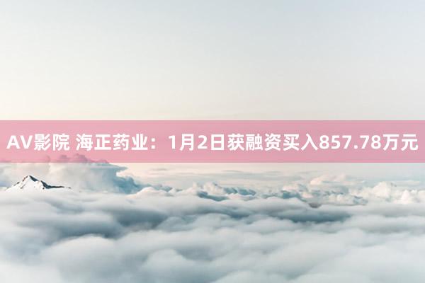 AV影院 海正药业：1月2日获融资买入857.78万元