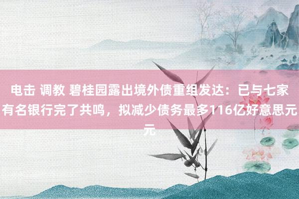电击 调教 碧桂园露出境外债重组发达：已与七家有名银行完了共鸣，拟减少债务最多116亿好意思元