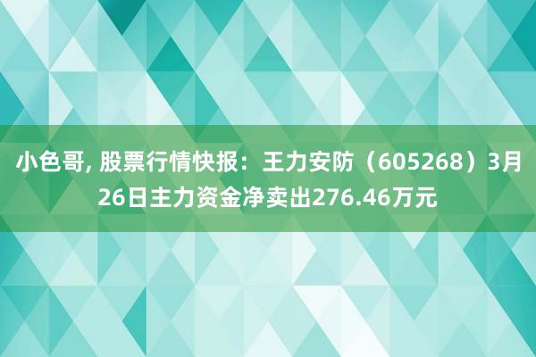 小色哥， 股票行情快报：王力安防（605268）3月26日主力资金净卖出276.46万元