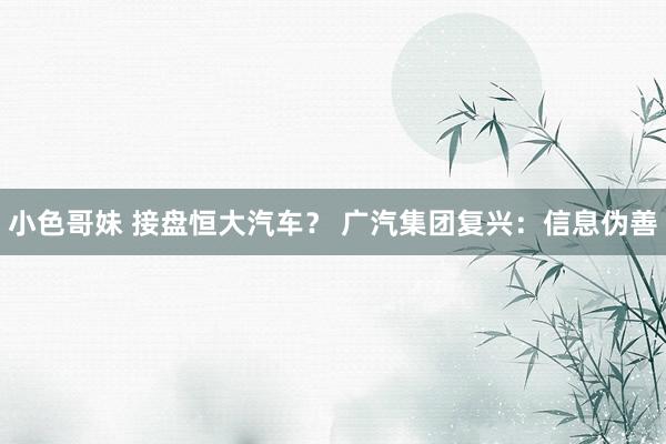 小色哥妹 接盘恒大汽车？ 广汽集团复兴：信息伪善