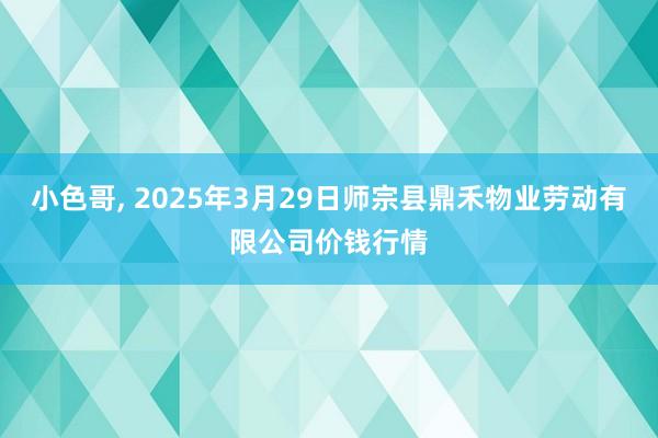 小色哥， 2025年3月29日师宗县鼎禾物业劳动有限公司价钱行情