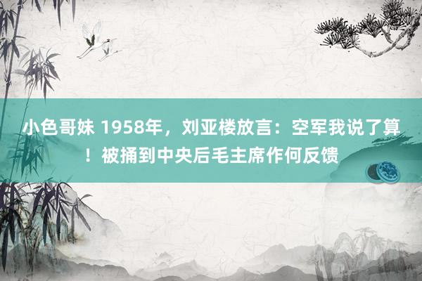 小色哥妹 1958年，刘亚楼放言：空军我说了算！被捅到中央后毛主席作何反馈
