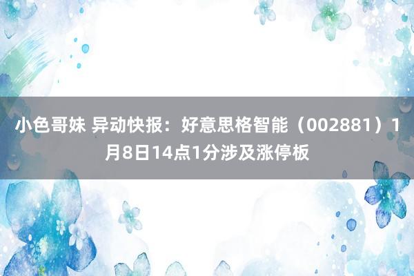 小色哥妹 异动快报：好意思格智能（002881）1月8日14点1分涉及涨停板