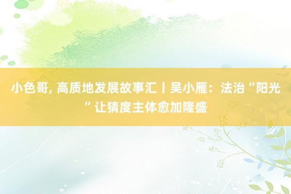 小色哥， 高质地发展故事汇丨吴小雁：法治“阳光”让猜度主体愈加隆盛